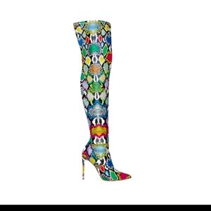 STEVE MADDEN MULTICOLORED OVER KNEE  BOOTS